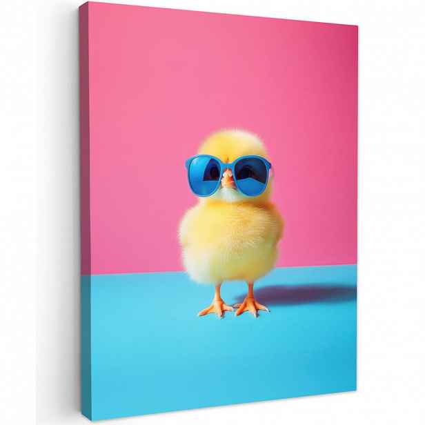 MuchoWow OBRAZ NA PLÁTNĚ Chick - Sluneční brýle - modré 30x40 cm