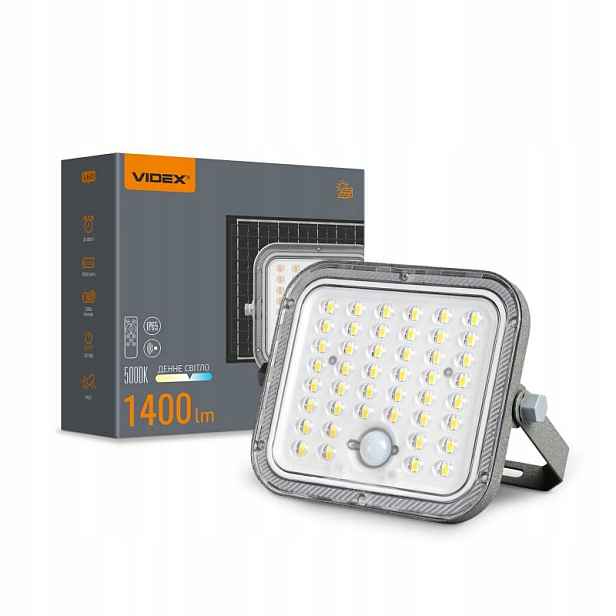 Solární Led reflektor s pohybovým senzorem Videx VL-FSO4-205-S 1400 lm 5000