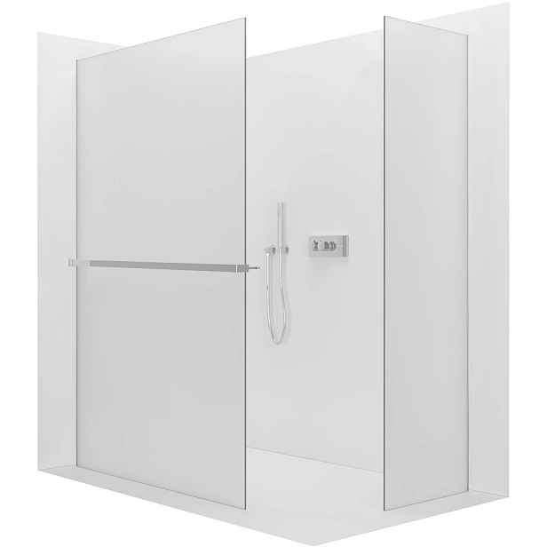 Sprchová zástěna Walk-in Crystal T L/P - 8 mm - bezvzpěrový systém + polička/držák na ručníky - chrom, mléčné sklo - 90x80x200 cm
