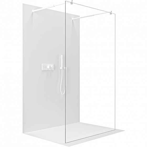 Sprchová zástěna Walk-in Onyx Duo L/P - 8 mm - kulatá vzpěra - bílá matná, transparentní sklo - 70x200 cm