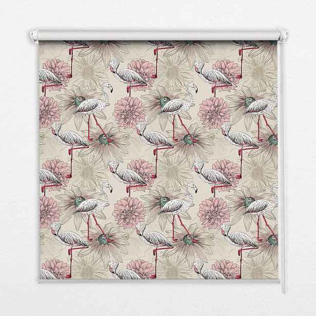 TULUP VNITŘNÍ roleta - okenní roleta - roleta - 60x140 cm - Bílí plameňáci