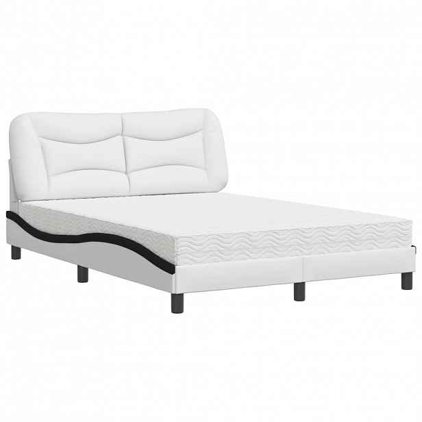 vidaXL Postel s matrací Hvar bílá a černá 120 x 200 cm umělá kůže
