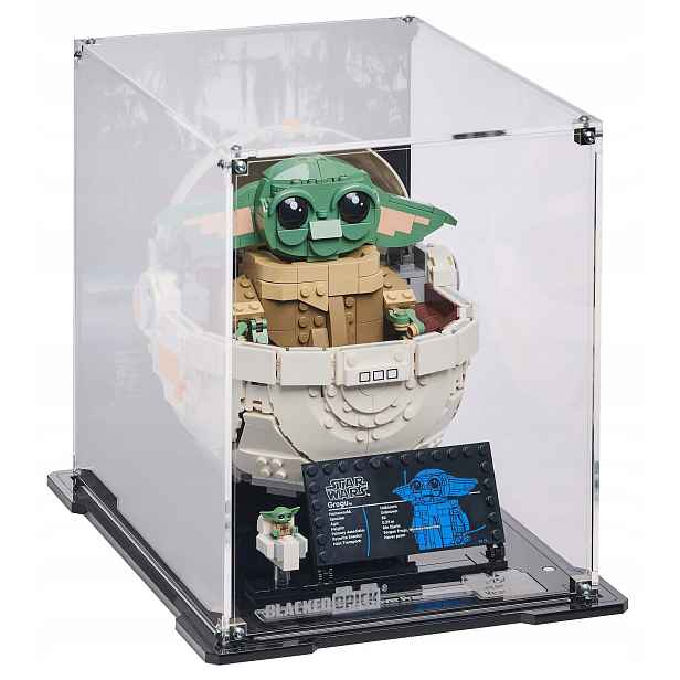 Vitrína s pozadím Blacked Brick pro Lego 75403 Star Wars Grogu v kočárku