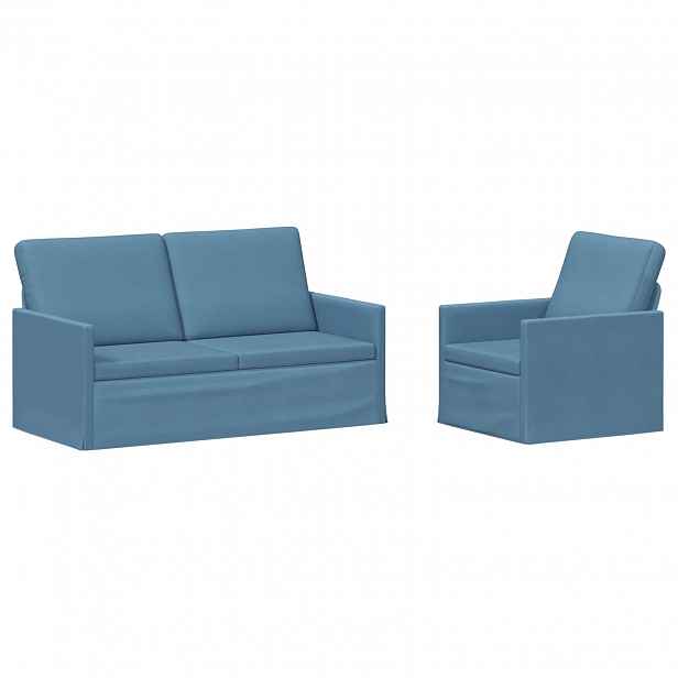 vidaXL Set pohovek 2 pcs Modrá Žebrovaná látka
