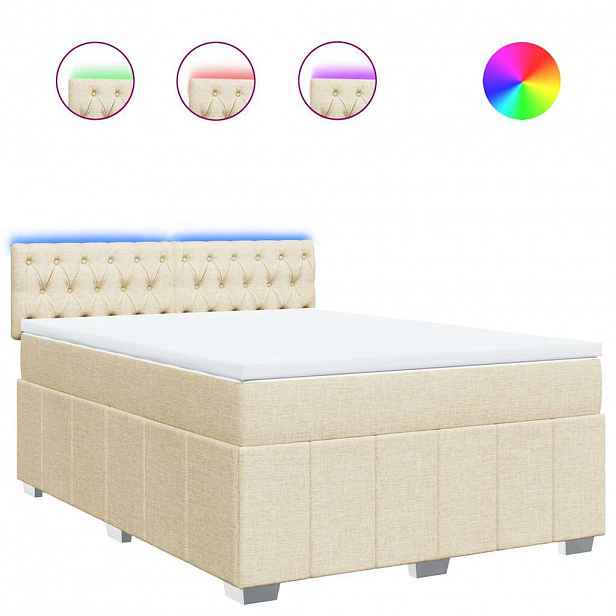 vidaXL Box spring postel s matrací krémová 140x190 cm textil