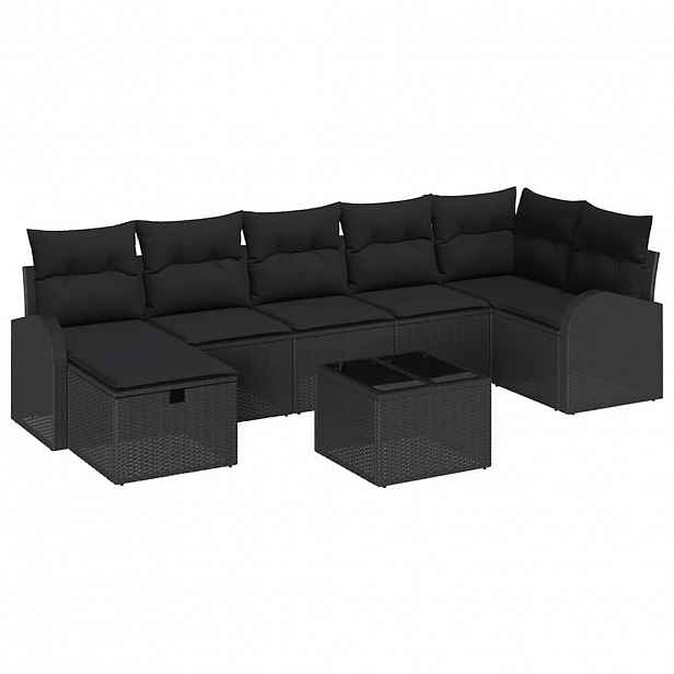 vidaXL Set pohovek 8 ks Černá polyratan