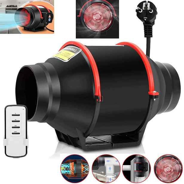 Kanálový Odtahový Ventilátor Dvourychlostní Výkonný 540 m3/h 75 W Tichý
