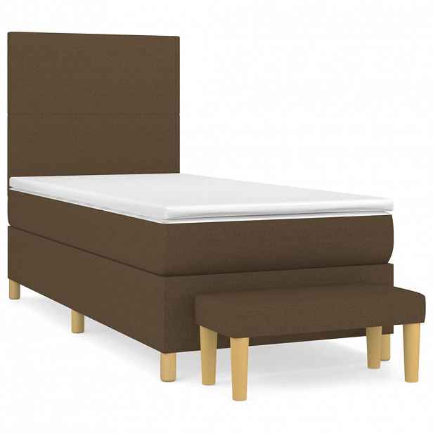 vidaXL Box spring postel s matrací tmavě hnědá 90x190 cm textil