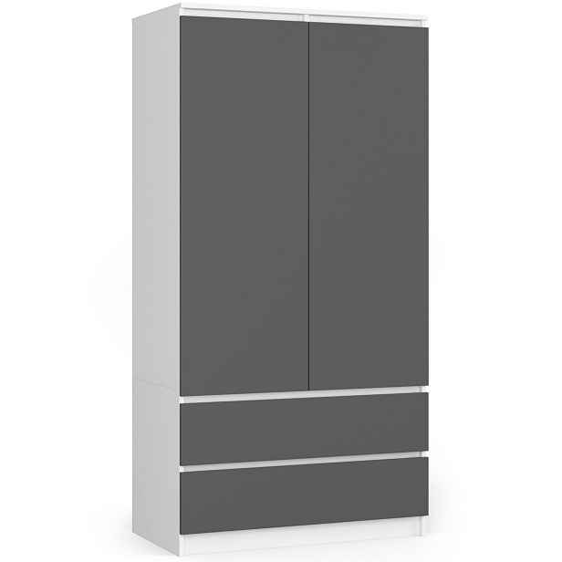 Ak furniture Šatní skříň Star 90 cm bílá/grafitově šedá