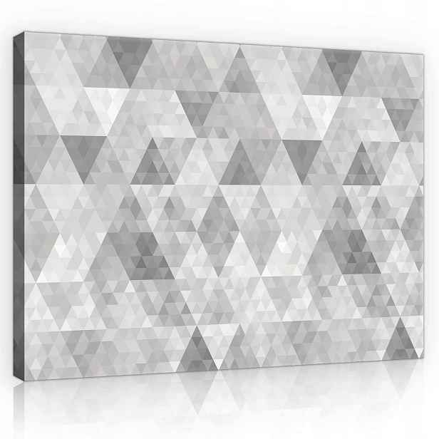 Obraz 80x60 Geometrie trojúhelníky šedá bílá abstrakce minimalismus umění