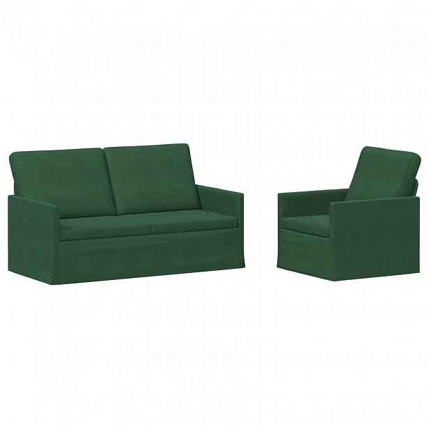 vidaXL Set pohovek 2 pcs Jungle Green Žebrovaná látka