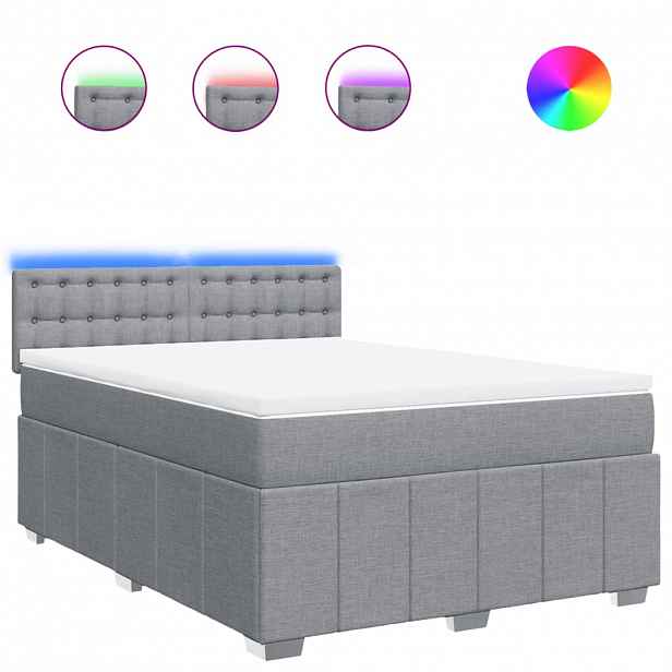 vidaXL Box spring postel s matrací světle šedá 140 x 190 cm textil