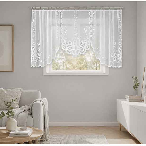 Dekorační oblouková krátká záclona na žabky EWELINA 120 bílá 300x120 cm MyBestHome