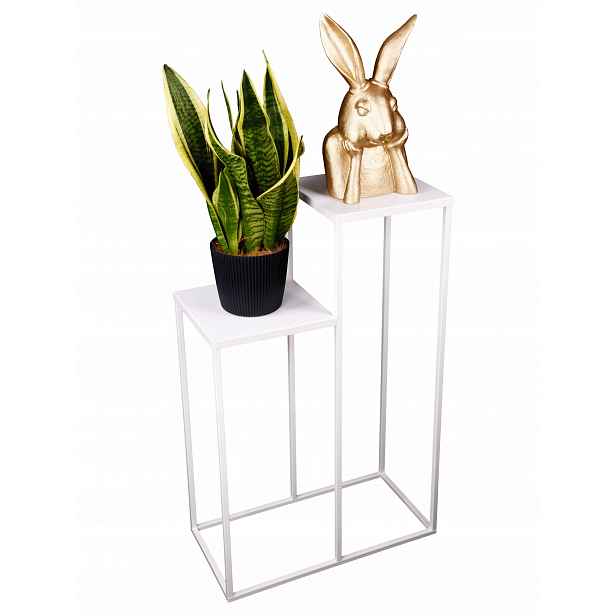 Držák Na Květináč Stojící Kovový Stojan Regál Na Květiny Rostliny Loft 100 CM Bílý