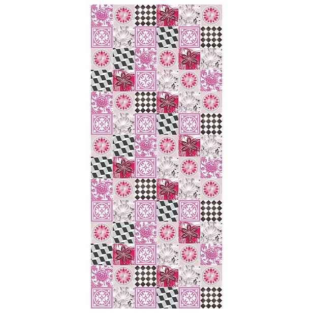 Fototapeta Květiny Patchwork a Šachovnice Růžová Jemnost 91x211 lepidlo