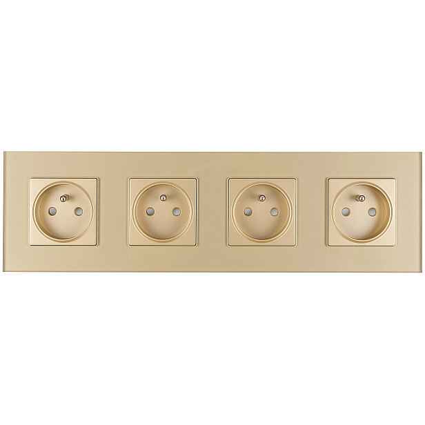 Kontakt Elektrická Zásuvka Se Skleněným Kolíkem FI60 Čtyřnásobná 4x1 Zlatá