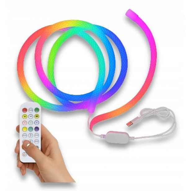 Led Páska Lano Šňůra Rgb Elastická Ozdobná Usb Neon 3M Dálkový Ovladač Aplikace