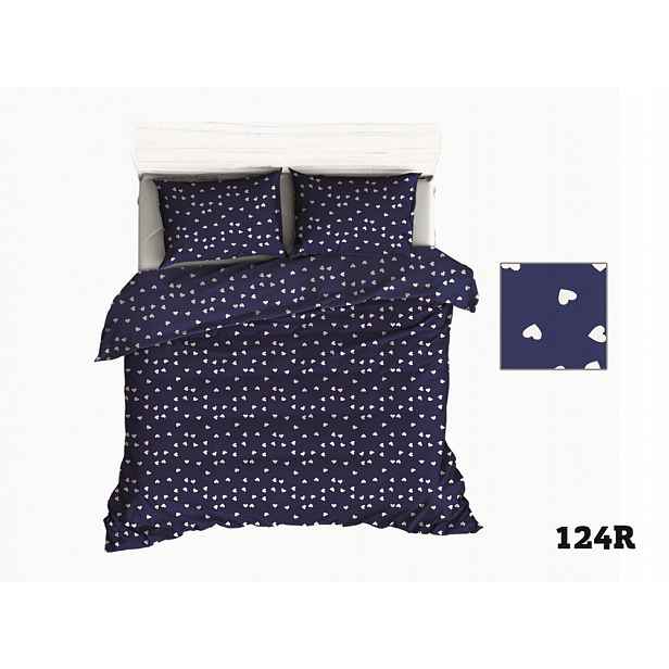 Povlečení 180x200 modré srdce srdíčka bílé
