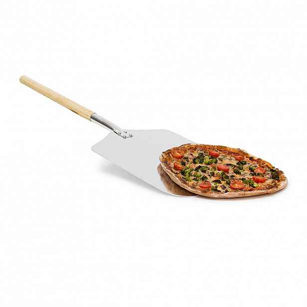 Relaxdays PIZZALOPATA Stříbrná přírodní hranatá dřevěná rukojeť