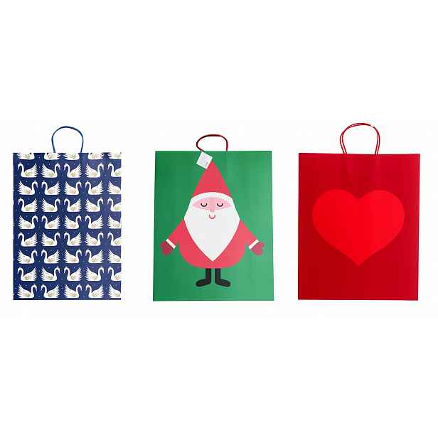 12 X Velká Taška Na Dárek – 3 Vzory Po 4 Kusech 70 X 46 X 16 CM Big