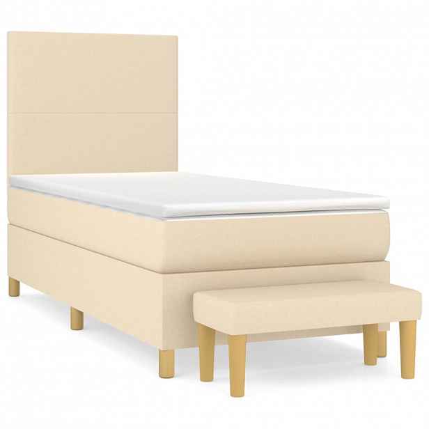 vidaXL Box spring postel s matrací krémová 90x190 cm textil