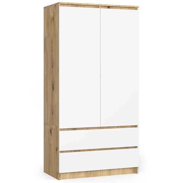 Ak furniture Šatní skříň Star 90 cm dub artisan/bílá