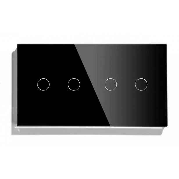 Dotykový Dvojitý Skleněný Stmívač Světla 2+2 Pro Tuya Zigbee 157mm Smart