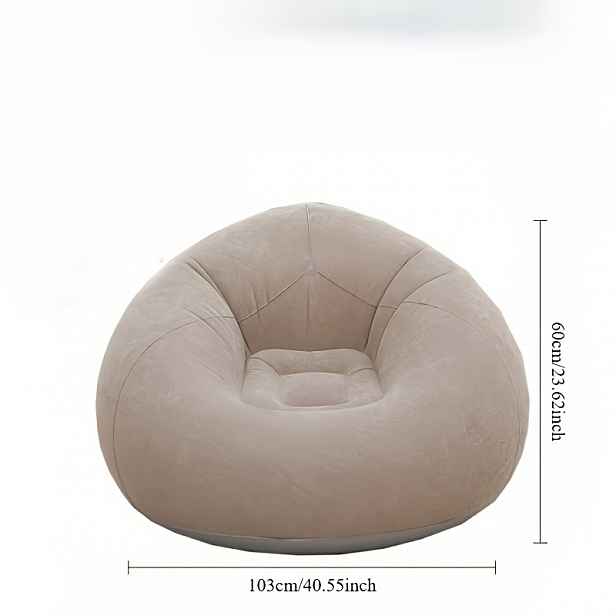 TEMU 1 ks Extra velká nafukovací lenoška s fleecovou povrchovou úpravou, šedý PVC materiál, přenosná a skládací, ergonomický design. Dostupná pro