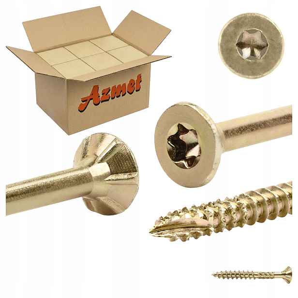 Tesařské vruty 5x40 mm Torx na dřevo kuželové 4000 ks Azmet WT-50040