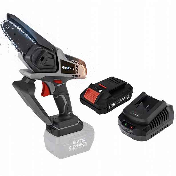 Graphite Mini Řetězová Pila 58GE116 Sada Akumulátor 2AH 18V Pro Větve
