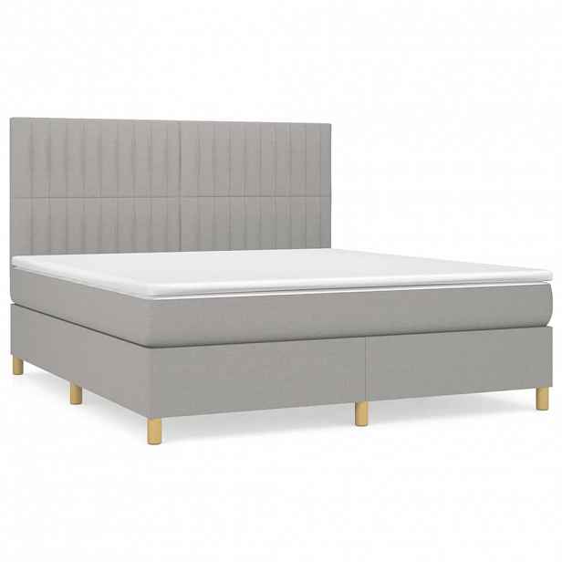 vidaXL Box spring postel s matrací světle šedá 180 x 200 cm textil