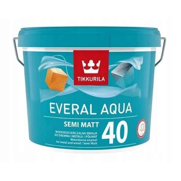 Barva na dřevo a kov Tikkurila Everal Aqua Polomat 40 A 2,7L bílá