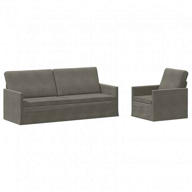vidaXL Set pohovek 2 pcs Světle šedá Žebrovaná látka