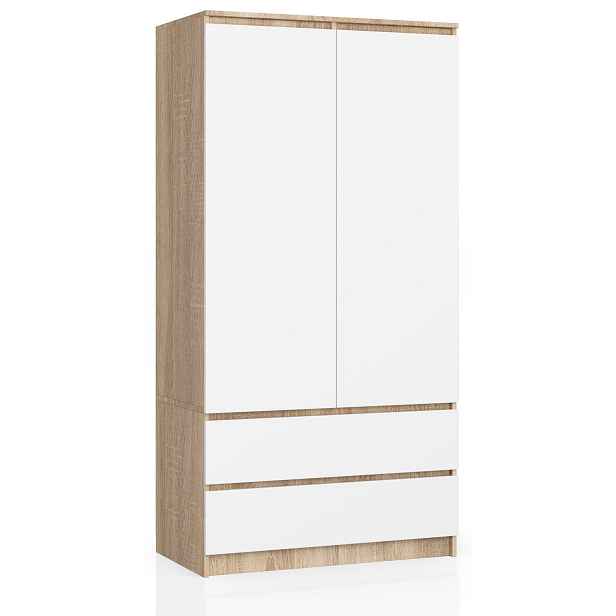 Ak furniture Šatní skříň Star 90 cm dub sonoma/bílá
