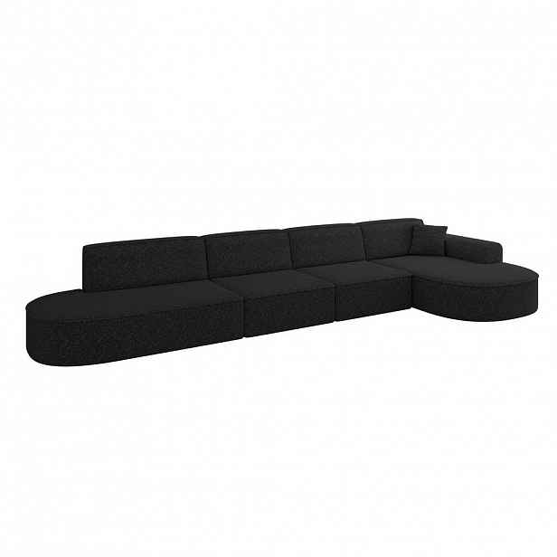 ALTDECOR ROHOVÁ SEDACÍ SOUPRAVA s otomanem vpravo MARI-L3 – 413 x 171 x 79 cm, černá látka