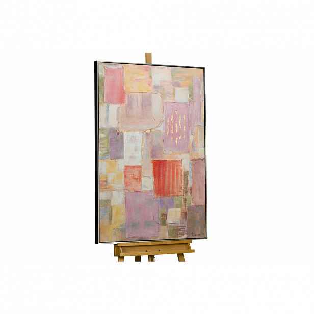 KUNSTLOFT RUČNĚ MALOVANÝ AKRYLOVÝ OBRAZ RŮŽOVÝ/BÉŽOVÝ, 83/123 CM