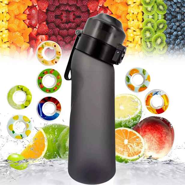 Láhev Na Vodu 650ML Matná Černá Koření Láhev Vody Se 7 kapslemi