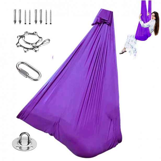 Houpací síť na jógu 280 x 150 cm odolný nylon, pro cvičení a protahování 150 kg