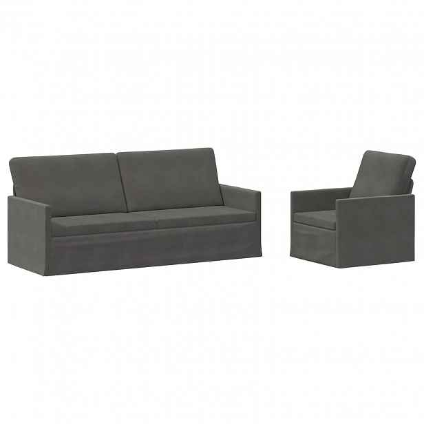 vidaXL Set pohovek 2 pcs Tmavě šedá Žebrovaná látka