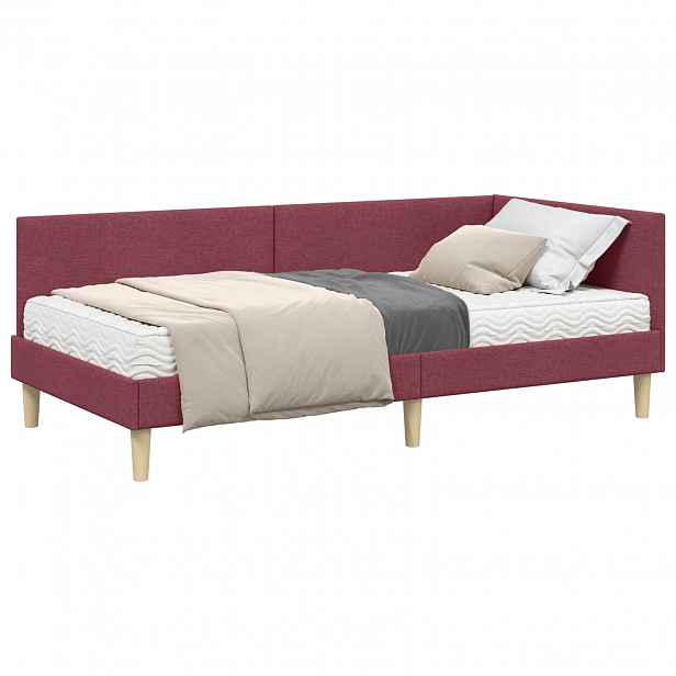 vidaXL Rohový rám postele s matrací 2 ks Víno Červené 90 x 190 cm