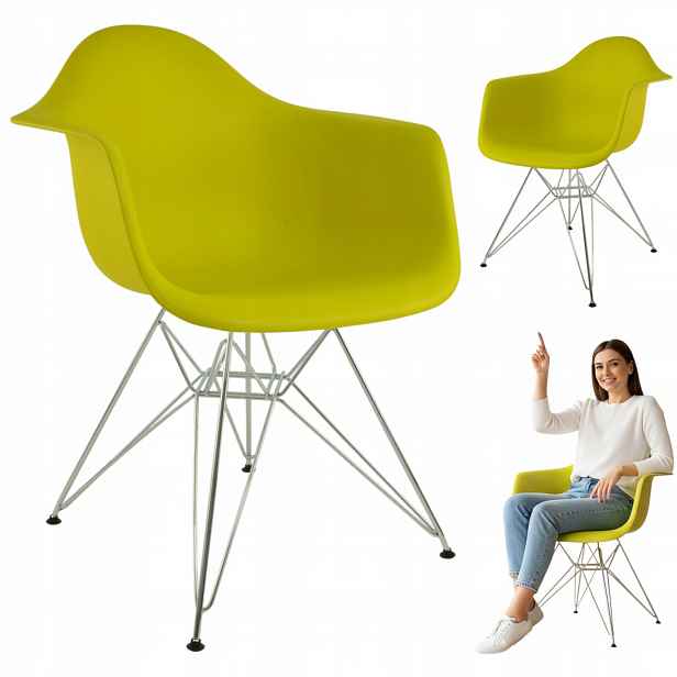 Křeslo Dar silná olivová barva chrom glamour loft moderní obývací pokoj kuchyně křeslo