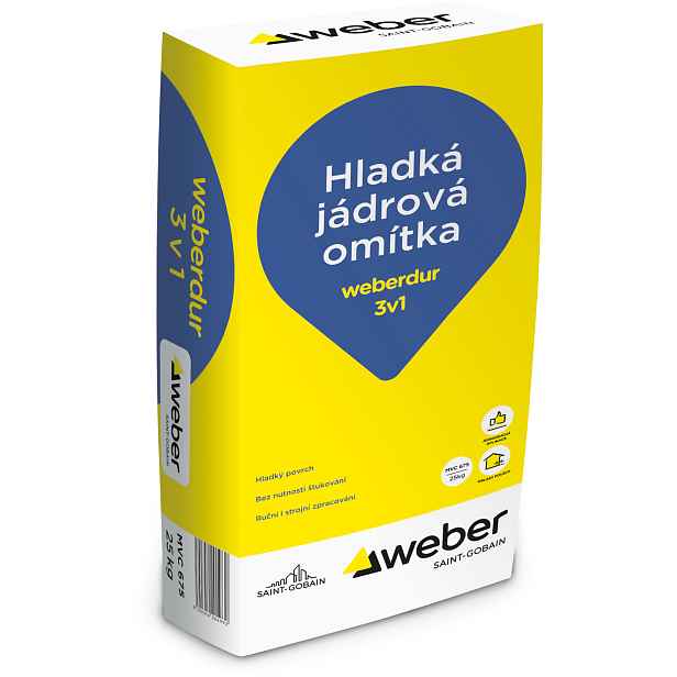 Omítka jádrová hladká weberdur 3v1 25 kg