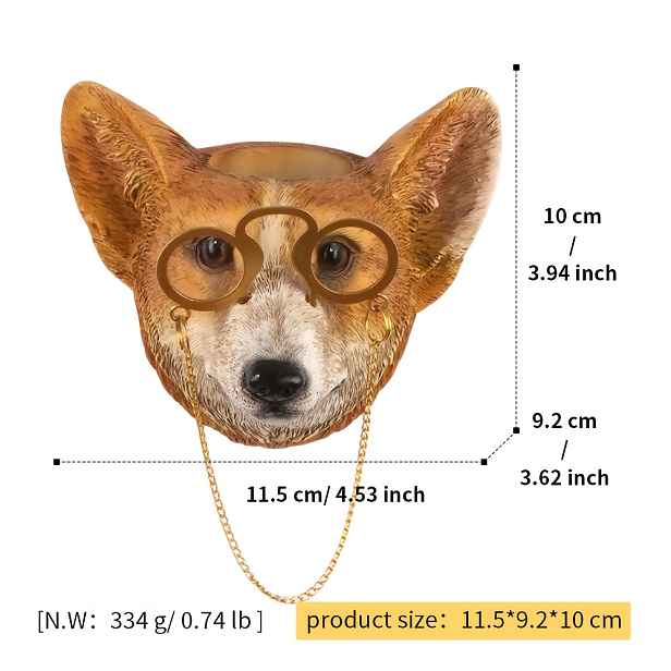 TEMU 3D Corgi Nástěnný Květináč s Řetízkem na Brýle - Pryskyřičný Vertikální Závěsný Květináč Vhodný pro Kaktusy a Malé Rostliny, Roztomilá Psí