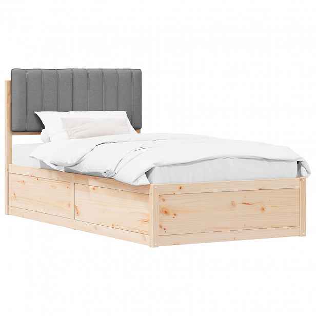 vidaXL Rám postele s čalouněným čelem s čelo Světle šedá 100 x 200 cm