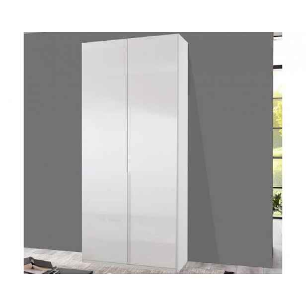 Šatní skříň New York D, 90 cm, bílá/bílý lesk
