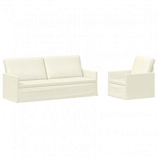 vidaXL Set pohovek 2 pcs Krémová Žebrovaná látka