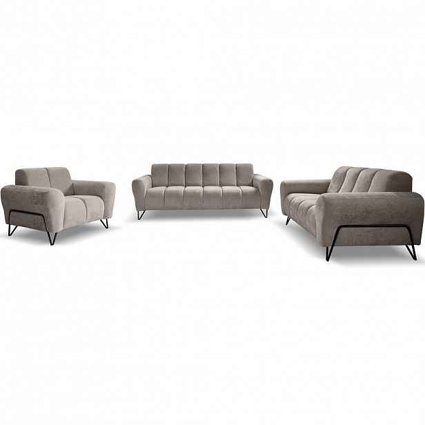 Beautysofa SEDACÍ souprava Volare (pohovky + křeslo), bez funkce spaní, světle hnědá