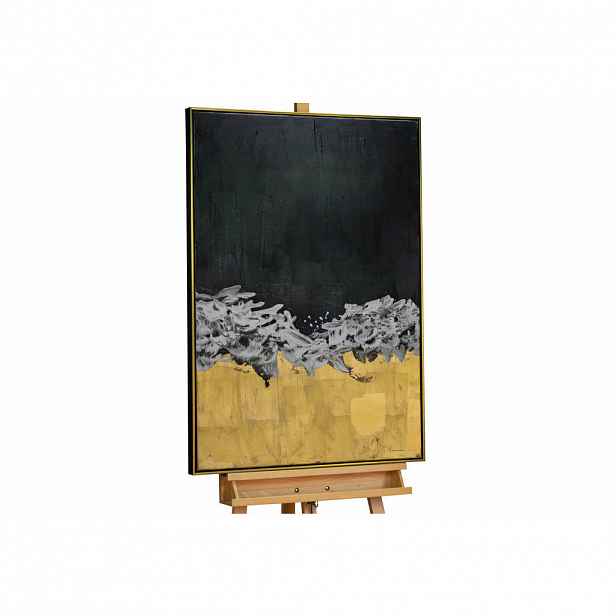 KUNSTLOFT RUČNĚ MALOVANÝ AKRYLOVÝ OBRAZ ZLATÝ/ČERNÝ, 78/103 CM