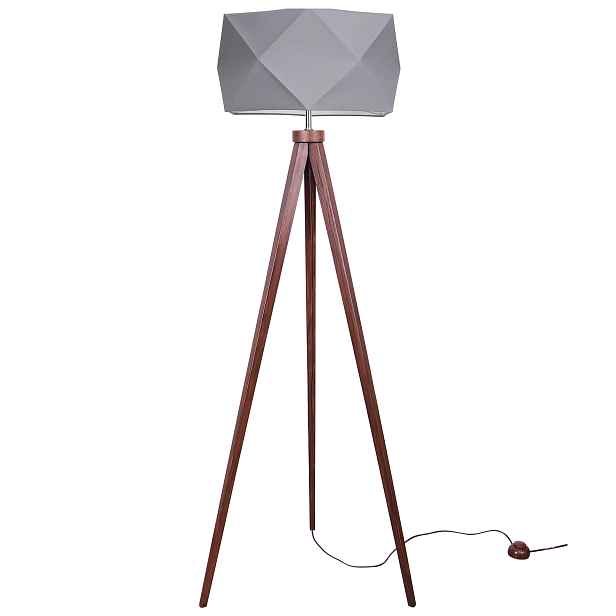 Stojací lampa s stínítkem Trojnožka Dřevo Noční Led