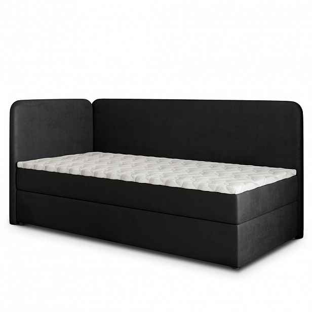 MASSENO AMERICKÁ POSTEL GINA 90x200 cm, s matrací a úložným prostorem, černá